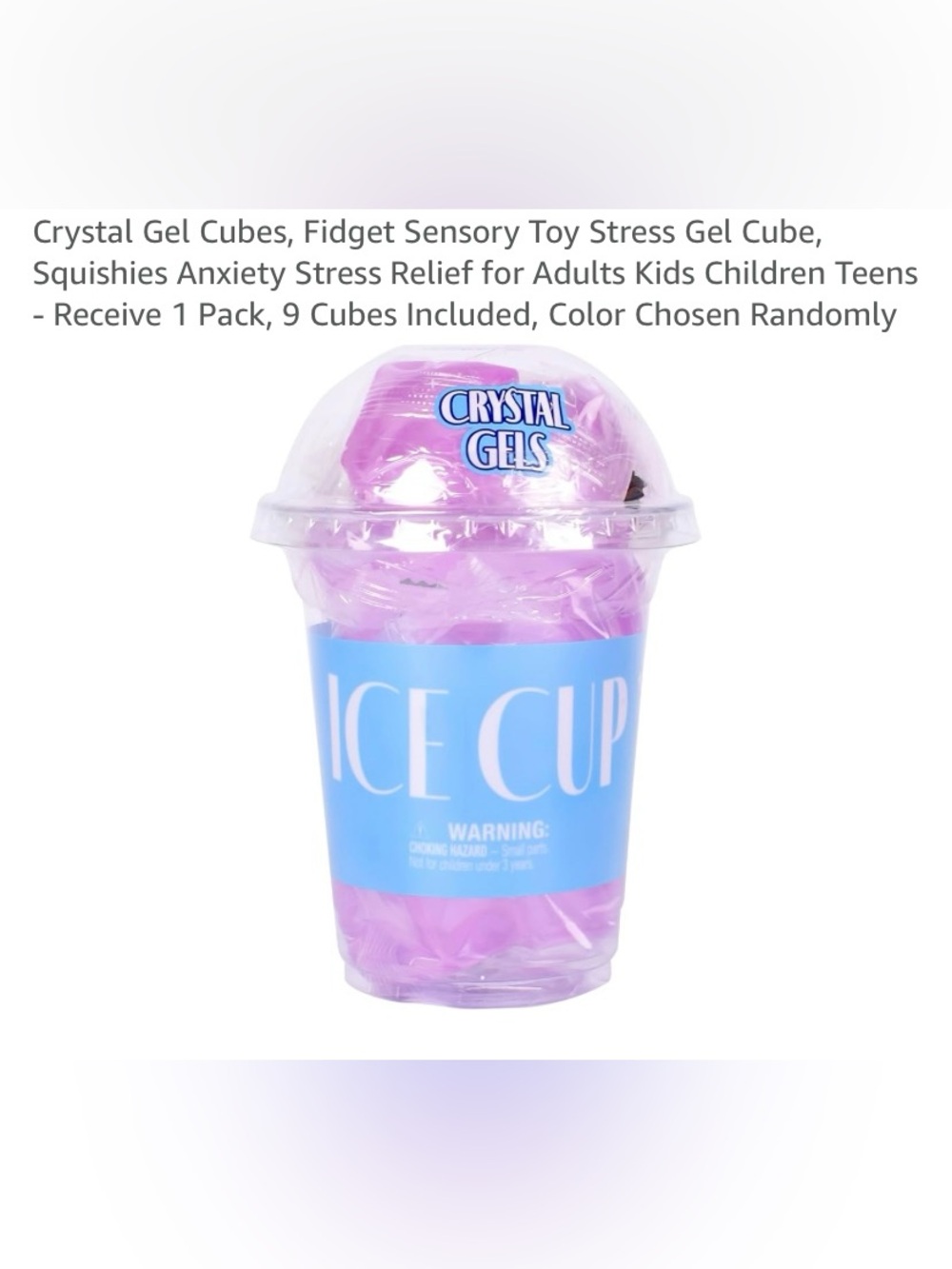 Purple Ice Cup Sensory Gel Cubes - Stress Relief Fidget Toy